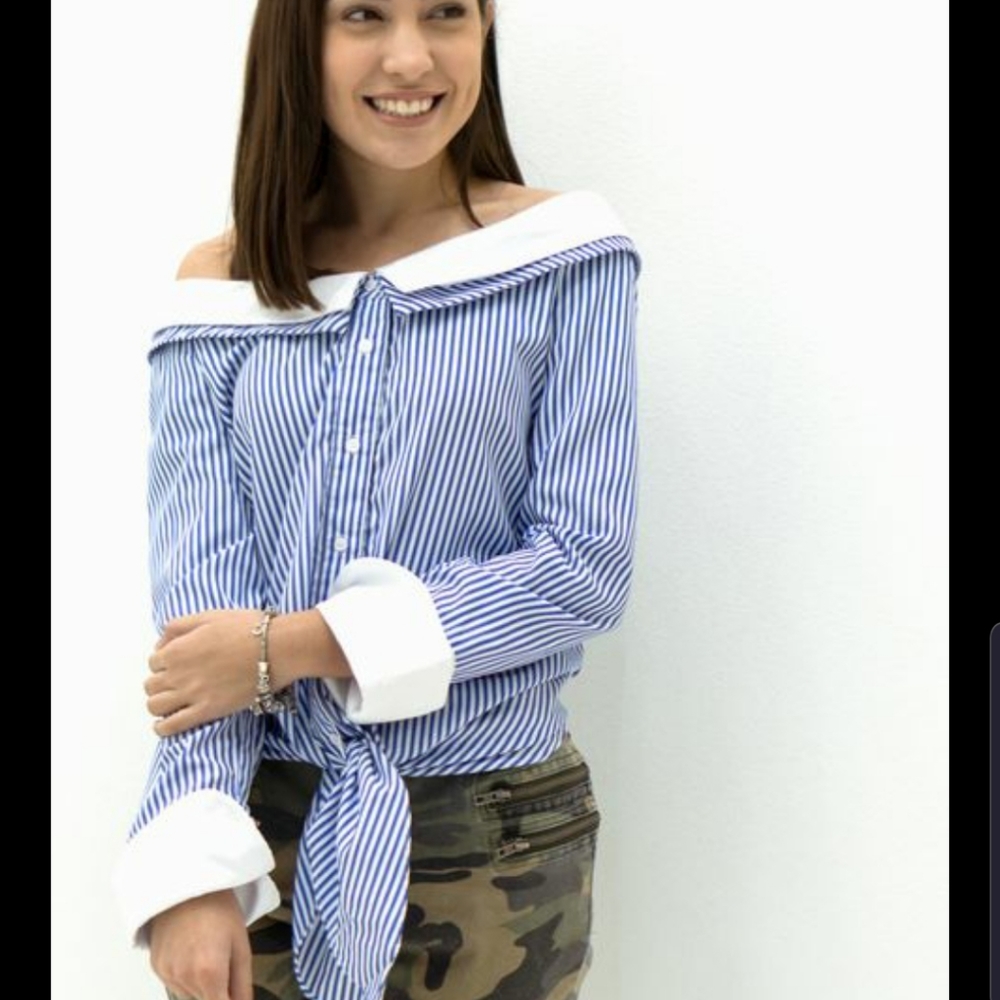 NWOT off the shoulder button up